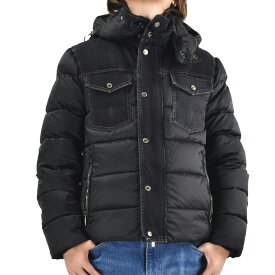 【お買い物マラソンSALE】ムーレー MooRER ダウンジャケット メンズ ブルゾン ナイロンジャケット ボンバージャケット デニムMIX ブラック 黒 TEVE-106S【送料無料】
