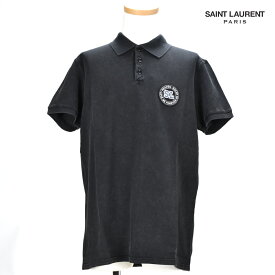 サンローラン パリ YSL SAINT LAURENT PARIS 503636 YB200/1064 BLACK ポロシャツ UNIVERSITY ロゴワッペン ブラック 黒 メンズ 【送料無料】