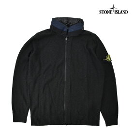 ストーンアイランド ニットカーディガン メンズ フード付きカーディガン ブラック 黒 STONE ISLAND KNIT【送料無料】