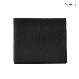 ヴァレクストラ VALEXTRA V8L04 28/N 二つ折り財布 コンパクトウォレット グレインレザー ブラック 黒 BLACK メンズ【送料無料】