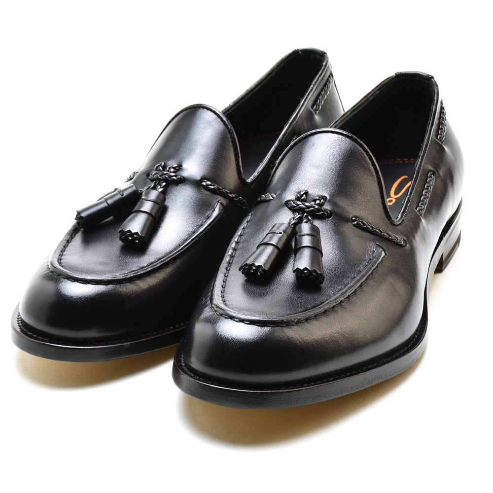 【Fashion THE SALE】サントーニ Santoni MCHI12880LC5NIE0NO1 BLACK タッセルローファー  スリッポン 革靴 ブラック 黒 メンズ【送料無料】 クラウド・シューカンパニー