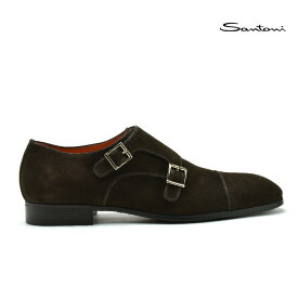 サントーニ ビジネスシューズ メンズ ドレスシューズ ダブルモンク スエード ブラウン 茶 Santoni 【送料無料】