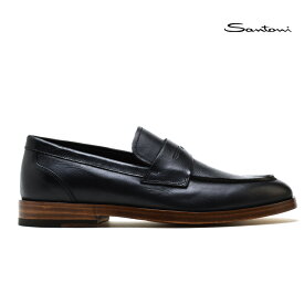 サントーニ Santoni MCOR16301LBINTXXN01 BLACK コインローファー ビジネスシューズ 革靴 ブラック 黒 メンズ【送料無料】