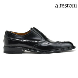 ア テストーニ ビジネスシューズ メンズ ドレスシューズ ウィングチップ ブラック 黒 a.testoni OXFORD VITELLO DE LUXE【送料無料】