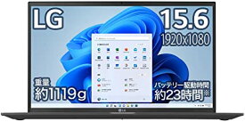 LG ノートパソコン gram 1119g/15.6インチ フルHD(1920 1080)/バッテリー最大23時間/Core i7/メモリ 16GB/SSD 1TB/Thunderbolt4/Windows 11/ブラック/15Z95P-KA78J (