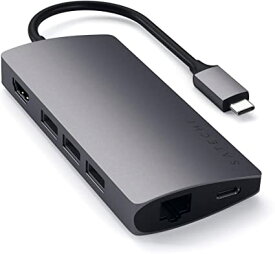 Satechi V2 マルチ USB-C ハブ 8-in-1 (スペースグレイ) 4K HDMI(60Hz), イーサネット, USBC PD充電, SDカードリーダー, USB3.0ポートx3