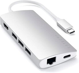Satechi V2 マルチ USB-C ハブ 8-in-1 (シルバー) 4K HDMI(60Hz), イーサネット, USBC PD充電, SDカードリーダー, USB3.0ポートx3