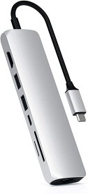 Satechi イーサネット付き スリム USB-Cハブ (シルバー) 4K HDMI, ギガビット, USB-C PD充電 (MacBookPro/M1, MacBook Air 2018 以降など