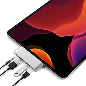 Satechi アルミニウム USB-C モバイル Proハブ PD充電 4K HDMI, USB 3.0, 3.5mm音声ジャック (iPad Mini 6, iPad Pro, iPad Pro M1対応） (シルバー)