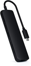 Satechi イーサネット付き スリム USB-Cハブ (ブラック) 4K HDMI ギガビット USB-C PD充電 (MacBookPro/M1, MacBook Air 2018 以降など対応