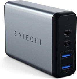 Satechi 75W デュアル Type-C PD トラベルチャージャー 2 USB-C PD 2 USB 3.0 急速充電 PSE認証 (MacBook Pro, MacBook Air 2018以降, iPad Pro, iPhoneなど対応)