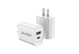 Alifbis 正規品 USB-C 急速充電器 C+A 2ポート PSE認証済 pd 充電器 20W ACアダプター USB充電器 ACアダプタ PD 急速充電 コンパクト 持ち運びに便利 海外対応 小型 薄型 PD3.0 QC3.0 充電ステーション Type-C ブラック ホワイト