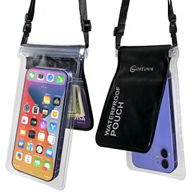 Oreunik防水電話バッグ(2パック), iPhone 14 13 12 Pro Max Samsung Galaxy s11/s10/s9 用防水ケース,スクリーンタッチセンシティブ,2層のデザインポケット,IPX8携帯電話ドライバッグ (blac