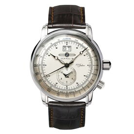 ツェッペリン 腕時計 Special Edition 100 Years 100周年記念 シルバー 文字盤 ステンレススチール クォーツ Quartz Dual Time デュアルタイム 42.3MM ドイツ Watch 7640-1N メンズ ブ