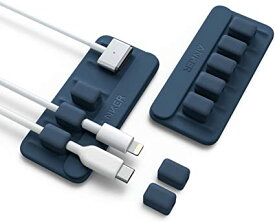 Anker Magnetic Cable Holder 2個セット マグネット式 ケーブルホルダー ライトニングケーブル USB-C ケーブル Micro USB ケーブル 他対応 (ブルー)