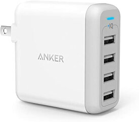 Anker PowerPort 4 (40W 4ポート USB急速充電器) 急速充電 / iPhoneAndroid対応 / 折畳式プラグ搭載 (ホワイト)