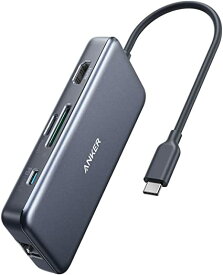 Anker PowerExpand+ 7-in-1 USB-C PD イーサネット ハブ 4K対応HDMI出力ポート 60W Power Delivery 対応USB-Cポート 1Gbps イーサネット USB-A ポート microSDSDカード ス