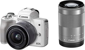 Canon ミラーレス一眼カメラ EOS Kiss M ダブルズームキット ホワイト EOSKISSMWH-WZK