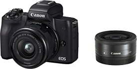 Canon ミラーレス一眼カメラ EOS Kiss M ダブルレンズキット ブラック EOSKISSMBK-WLK