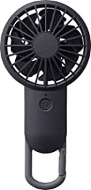 リズム(RHYTHM) 携帯扇風機 2020モデル 国内メーカー 弱でも涼しい 静音 DCモーター 2重反転ファン USB 充電式 カラビナ 小型 強風 ブラック 9ZF028RH02 17.7x8.5x3.5cm