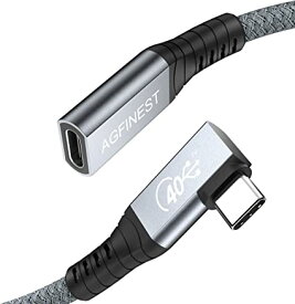 L字 USB4 延長ケーブル thunderbolt 4 ケーブル AGFINEST 0.6M 100W 急速充電 40Gbps高速データ転送 8K@60Hz映像出力 直角 90度 超高耐久 Type-C ケーブル の互換性あり MacBook Pro