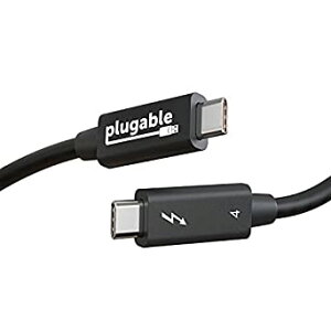 Plugable Thunderbolt 4 �P�[�u�� 40Gpbs 100W (20V5A) �[�d�Ή� 1m Thunderbolt �F�� 4K ���j�^�[x2 USB4 Thunderbolt 3 USB-C �݊�
