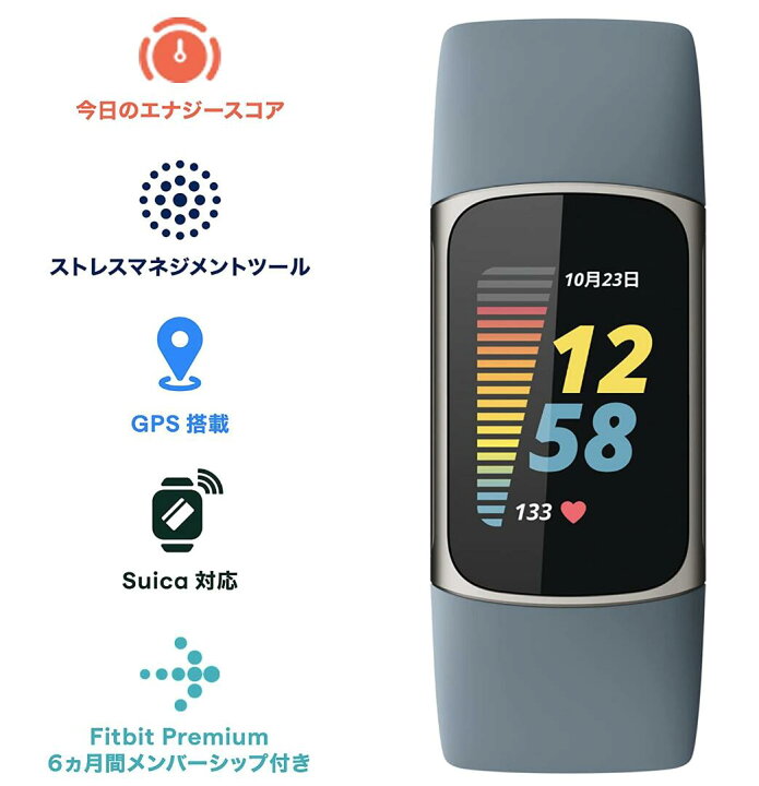 楽天市場】Suica対応 Fitbit Charge 5 トラッカー スチールブルー  