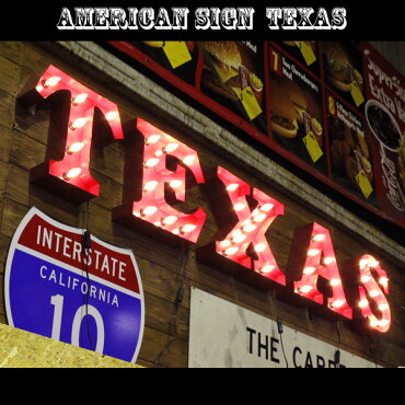 アメリカンサインw/ライト「TEXAS」(テキサス)/ガレージング/インテリア/照明/オブジェ/アメリカ/