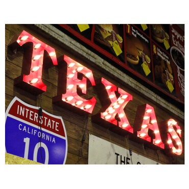 アメリカンサインw/ライト「TEXAS」(テキサス)/ガレージング/インテリア/照明/オブジェ/アメリカ/