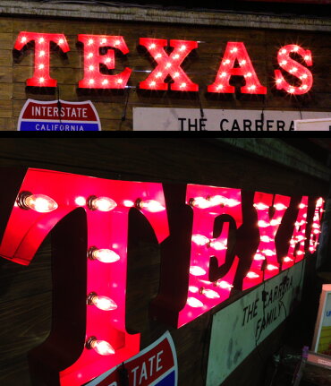アメリカンサインw/ライト「TEXAS」(テキサス)/ガレージング/インテリア/照明/オブジェ/アメリカ/