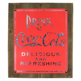 ボックストップ メタル看板 コカ・コーラ 「DRINK COCA-COLA」 #189226 H35.5×W30.7cm 木製フレーム ウォールディスプレー アメリカ雑貨 アメリカン雑貨