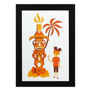 ハワイアンポスター ハワイアンシリーズ H-163 Shag Art Print OrangeTiki アートサイズ：縦30.8×横20.5cm