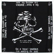 バンダナ ドクロ 大判 ロックバンダナ GO AHED! SMOKE 50×50cm ヘヴィメタル バンド柄 ハンカチ ヘビメ…