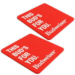 ���o�[�� �R�[�X�^�[ 2���Z�b�g �uTHIS BUD'S FOR YOU. Budweiser �o�h���C�U�[�v �c10×��10×����0.3cm �o�[�O�b�Y �A�����J�G�� �A�����J���G��