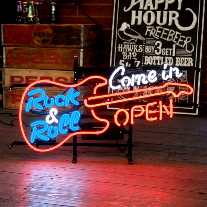 楽天市場】アメリカンネオンサイン GUITAR OPEN （ギターオープン 