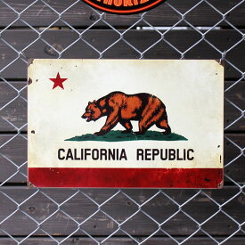 スティールサイン「California Flag」 PTS-369 カリフォルニアリパブリック メタルサイン 看板 アメリカ雑貨 アメリカン雑貨