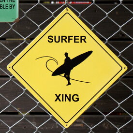 スティールサイン「SURFER XING」 V-366 サーファー ハワイアン メタルサイン 看板 アメリカ雑貨 アメリカン雑貨