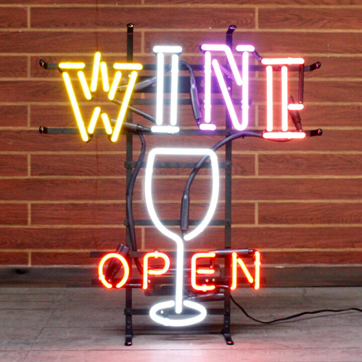 楽天市場】ネオンサイン / WINE OPEN ワインオープン H62×W54cm 