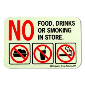 ステッカー 「NO FOOD SQUARE」飲食禁止・禁煙 スクエア 縦7.3×横11cm 蓄光タイプ 看板 シール 店舗 アメリカン雑貨