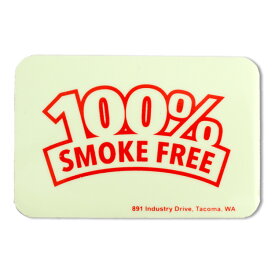 ステッカー グローサイン「100％ SMOKE FREE」100％禁煙 スクエア 縦5.8×横8.8cm 蓄光タイプ 看板 シール 店舗 アメリカン雑貨