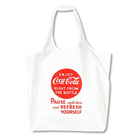 Coca-Cola コカ・コーラ エコバッグ Mサイズ Pause／ホワイト PJ-ECO06 おしゃれ 買い物バッグ トートバッグ 収納ポケット アメリカン雑貨 rPET ECO BAG