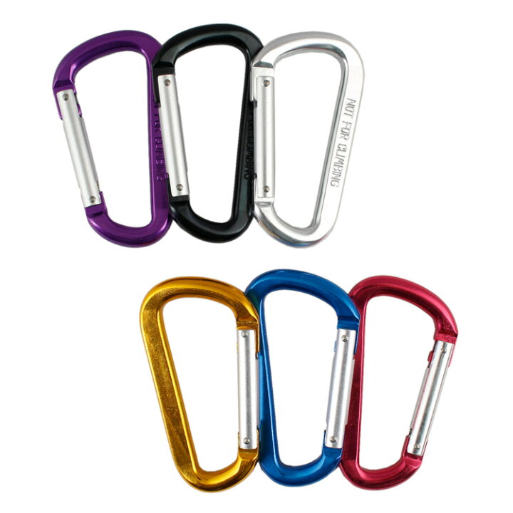 楽天市場】D型 カラビナ 6色セット 7.7×4.5cm フック キーホルダー  