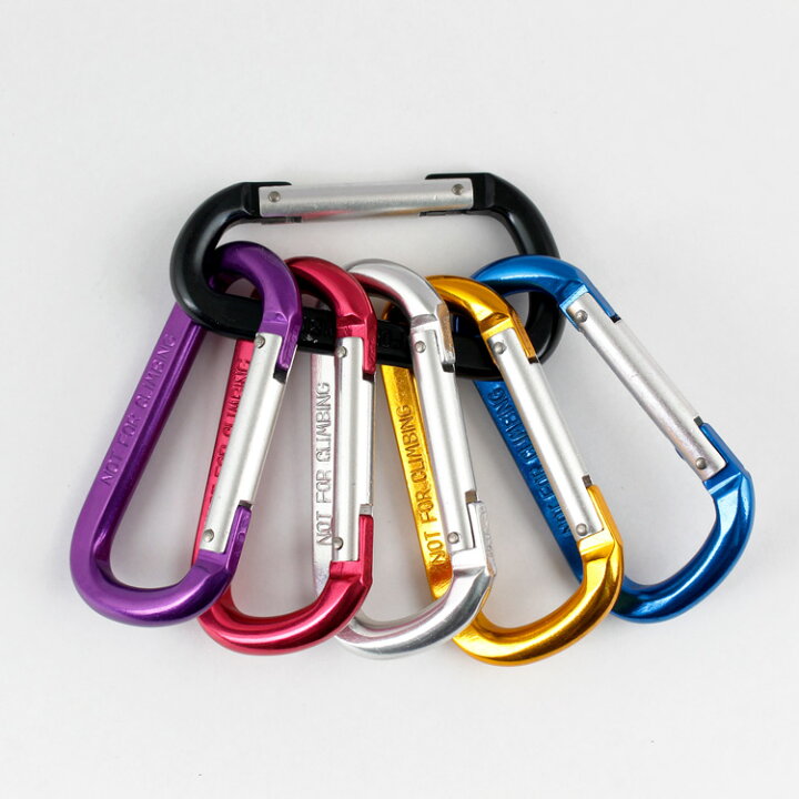 楽天市場】D型 カラビナ 6色セット 7.7×4.5cm フック キーホルダー  