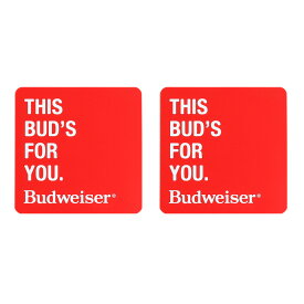 ラバー製 コースター 2枚セット 「THIS BUD'S FOR YOU. Budweiser バドワイザー」 縦10×横10×厚み0.3cm バーグッズ アメリカ雑貨 アメリカン雑貨