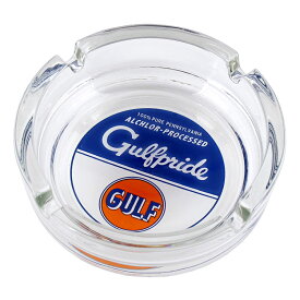 灰皿 グラスアシュトレイ GULF PRIDE 高さ35×直径110mm ガラス製 卓上 丸形 喫煙グッズ アメリカン雑貨