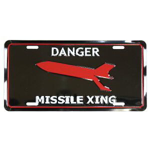 CMプレート DANGER MISSILE XING 縦15.3×横30.3cm ナンバープレート型 インテリア 看板 アルミ製 アメリカン雑貨