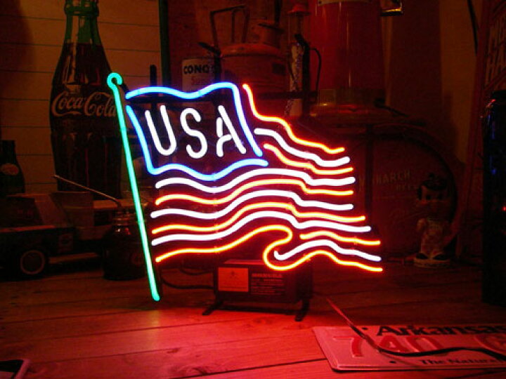 楽天市場】ネオンサイン USA FLAG ネオン管 照明 店舗装飾 インテリア 
