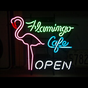 ネオンサイン <FLAMINGO CAFE フラミンゴカフェ> サイズ:H47×W52cm ネオン管 照明 店舗装飾 インテリア ガレージング アメリカ雑貨 アメリカン雑貨