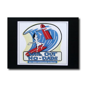 ハワイアンポスター サーフィンシリーズ N-74 「WIPE OUT HO-DADS」 サイズ:21.5×25cm アメリカ雑貨 アメリカン雑貨