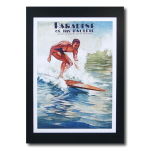 ハワイアンポスター サーフィンシリーズ N-100 「Paradise of the Pacific」 サイズ:30×21.5cm アメリカ雑貨 アメリカン雑貨